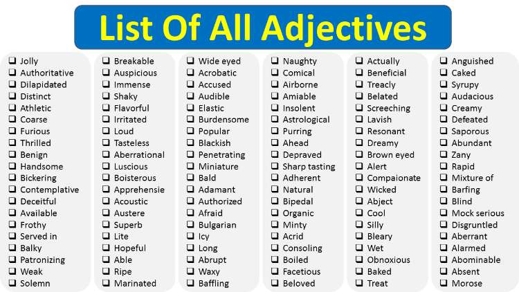 9 Jenis Adjectiva Dalam Bahasa Inggris